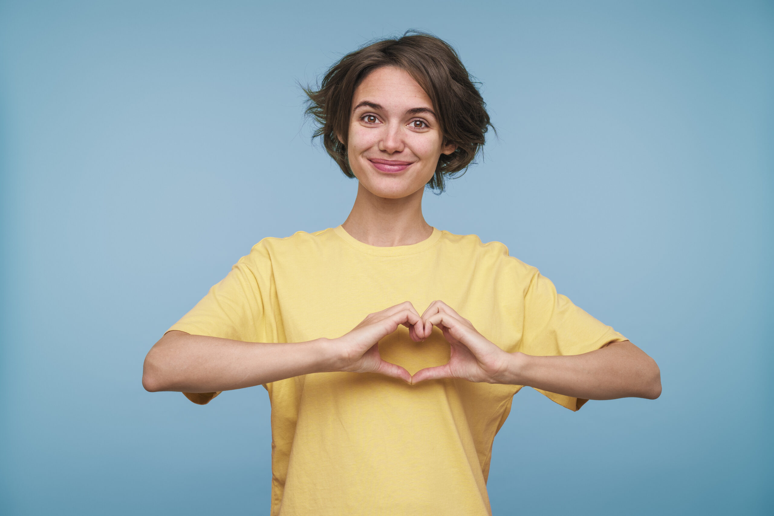 portrait young woman making heart with her hands scaled «Неделя добрых дел» проходит в Торбеевском районе Мордовии