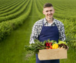 man holding basket with vegetables Съезд АККОР: Россельхозбанк представил индекс зрелости фермерства